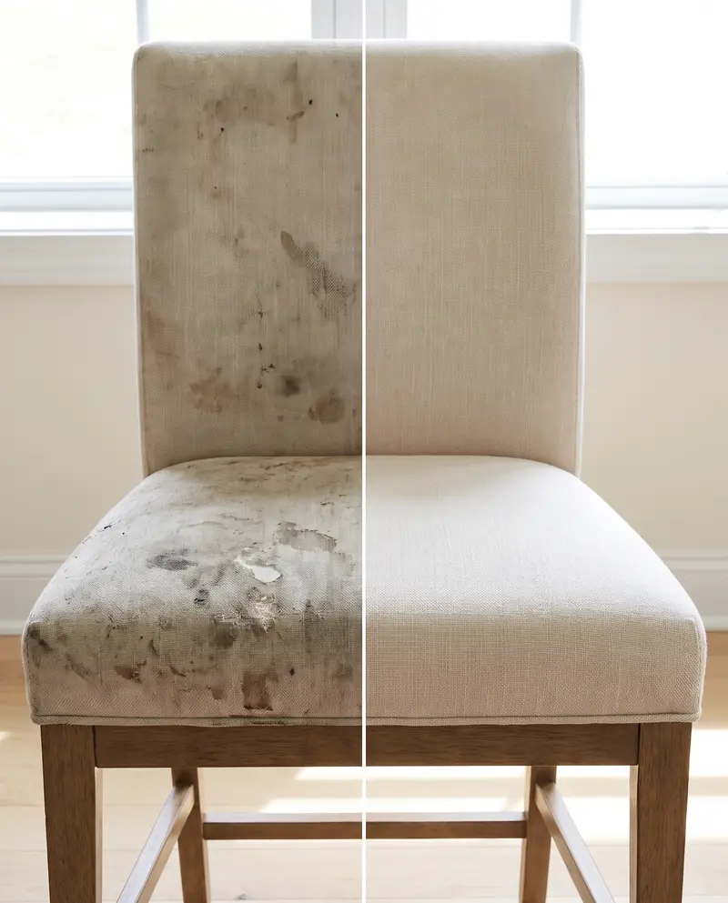 Silla de comedor en tela antes y después